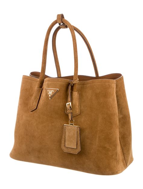 prada suede tote|large Prada double tote.